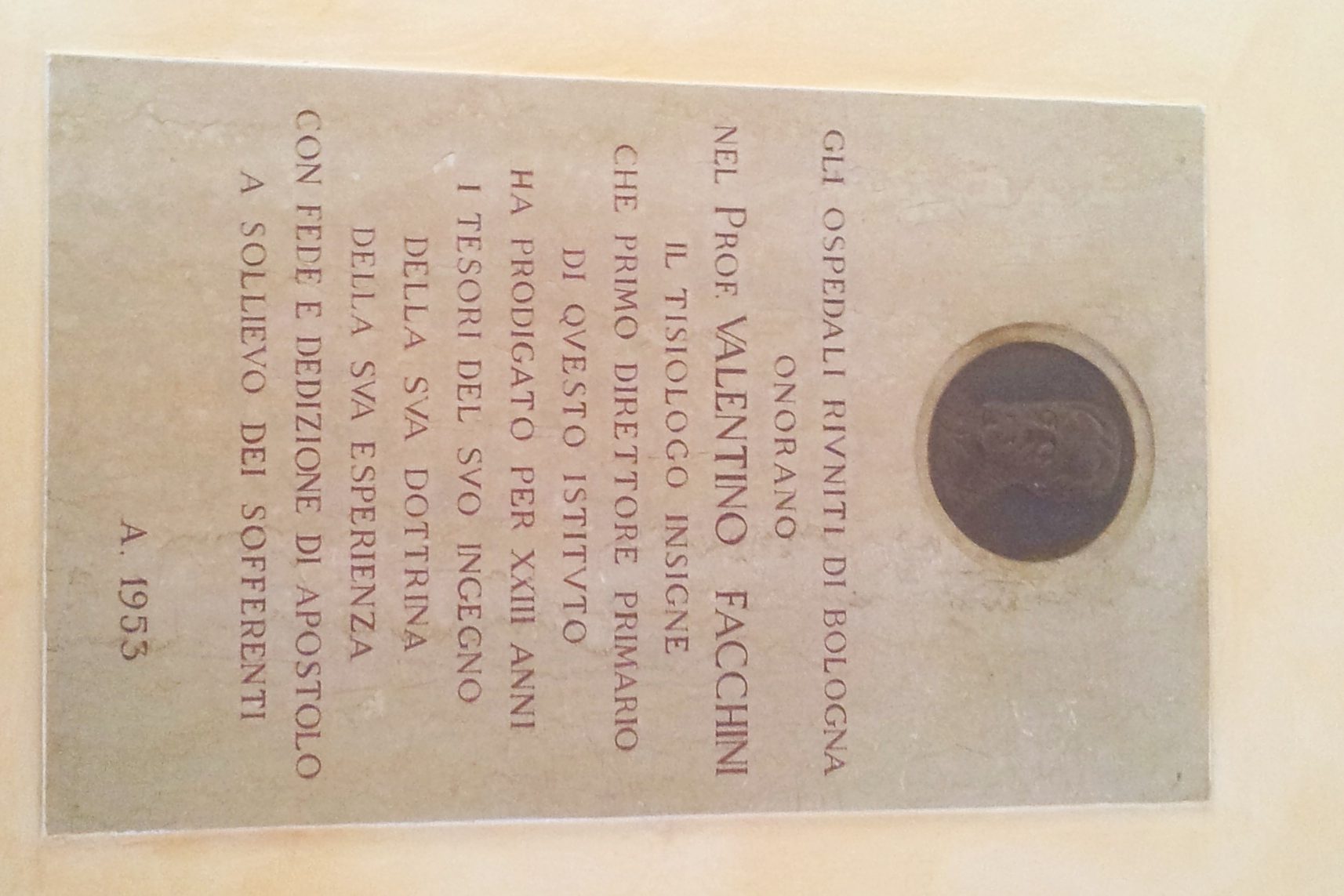 Valentino Facchini's memorial tablet, Ospedale Bellaria, Bologna - 01.jpg